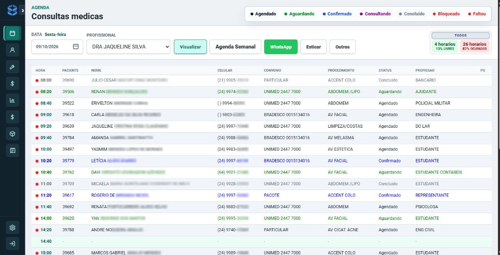 Agenda diária do Emitech Med